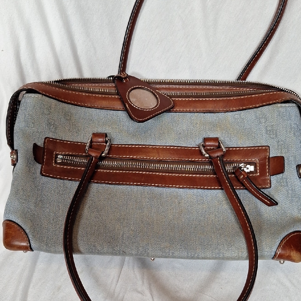Dooney & Bourke Blue and Brown Shoulder Bag, See Description For Condition